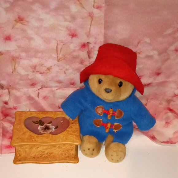 GIRL'S 6" JEWELRY BOX WITH SITTING 9" TEDDYBEAR DRESSER DECOR - Picture 2 of 9